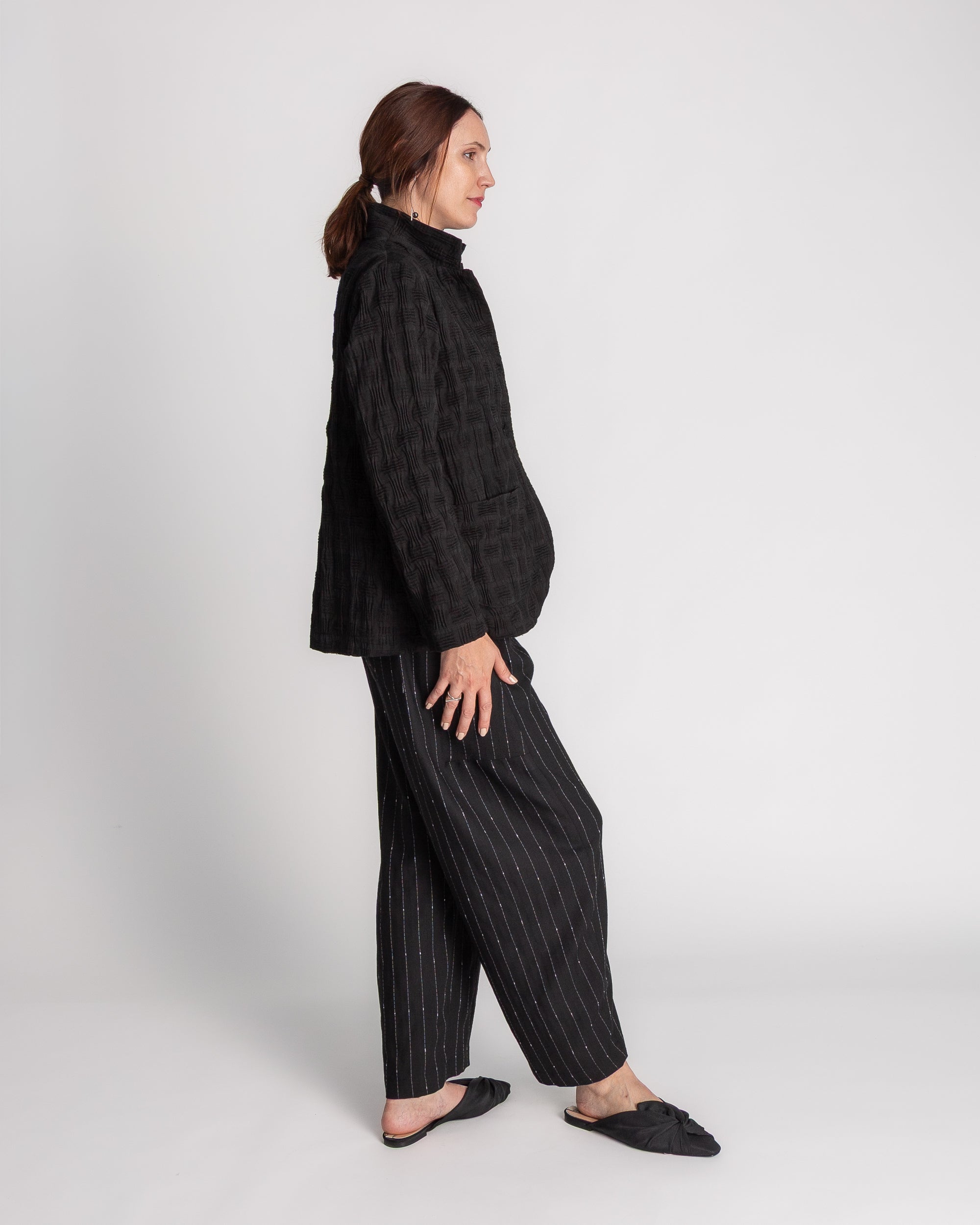 Christina Jacket in Black Nuno "Ajiro"