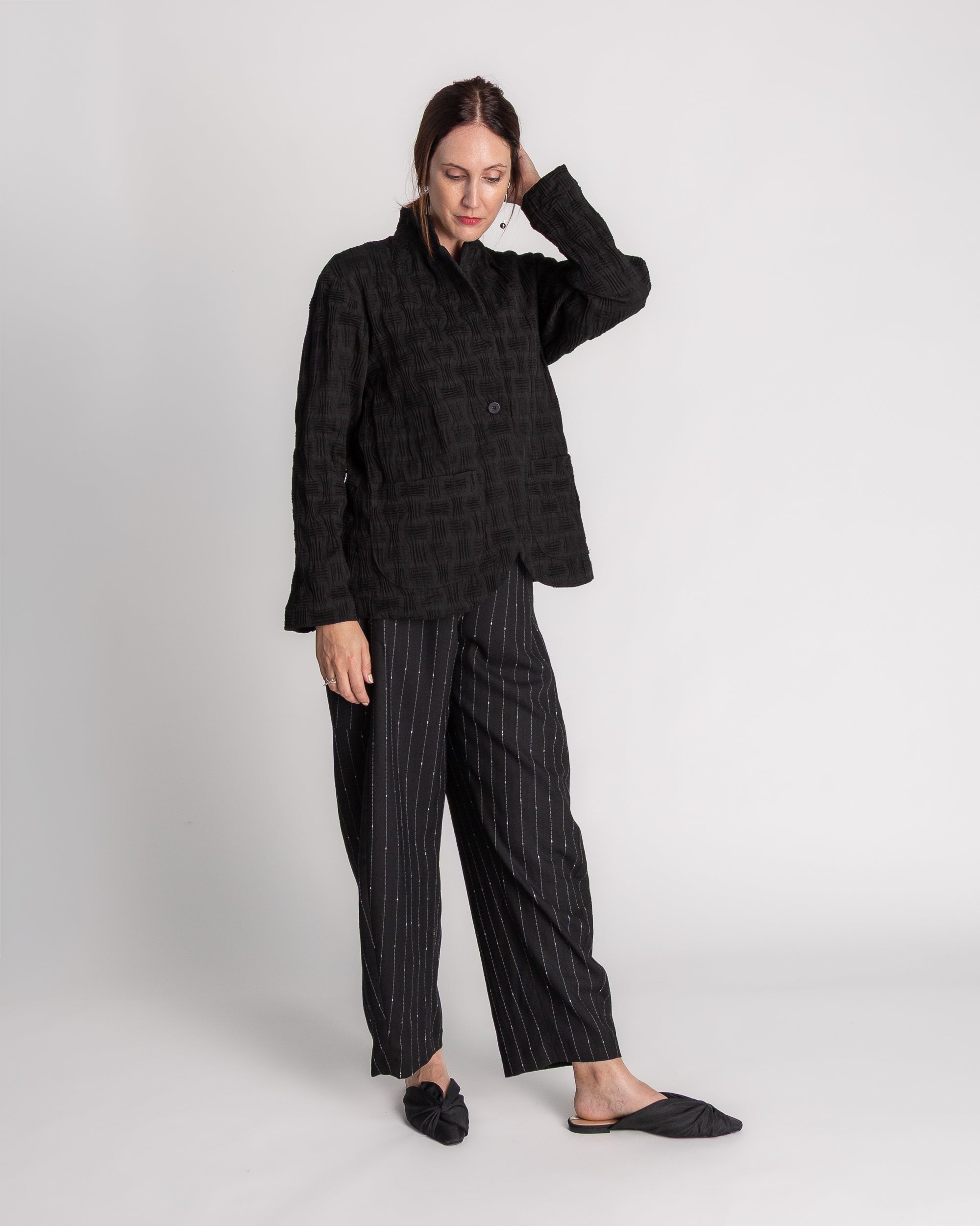 Christina Jacket in Black Nuno "Ajiro"