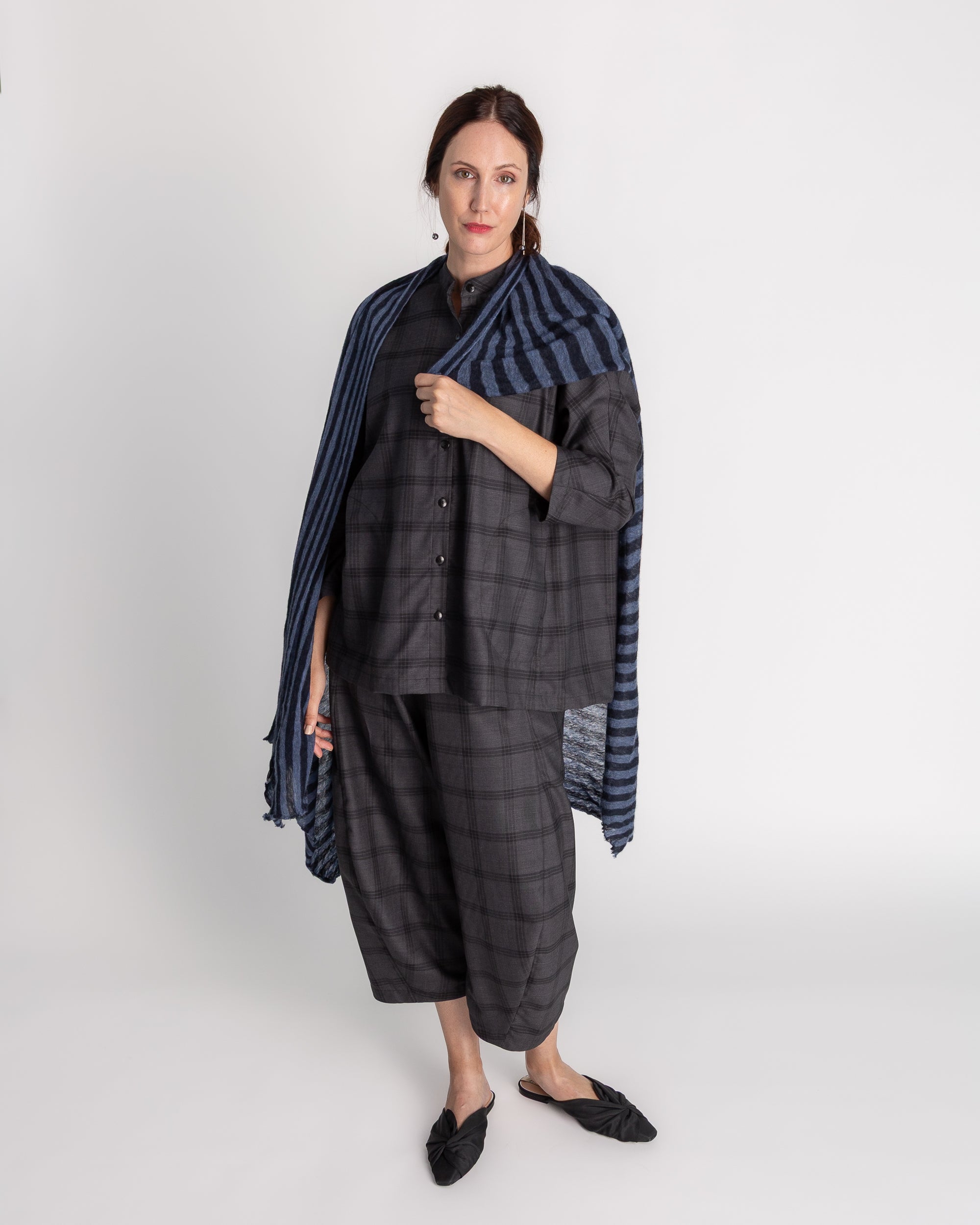 Japan Shirt in Charcoal Wool Plaid