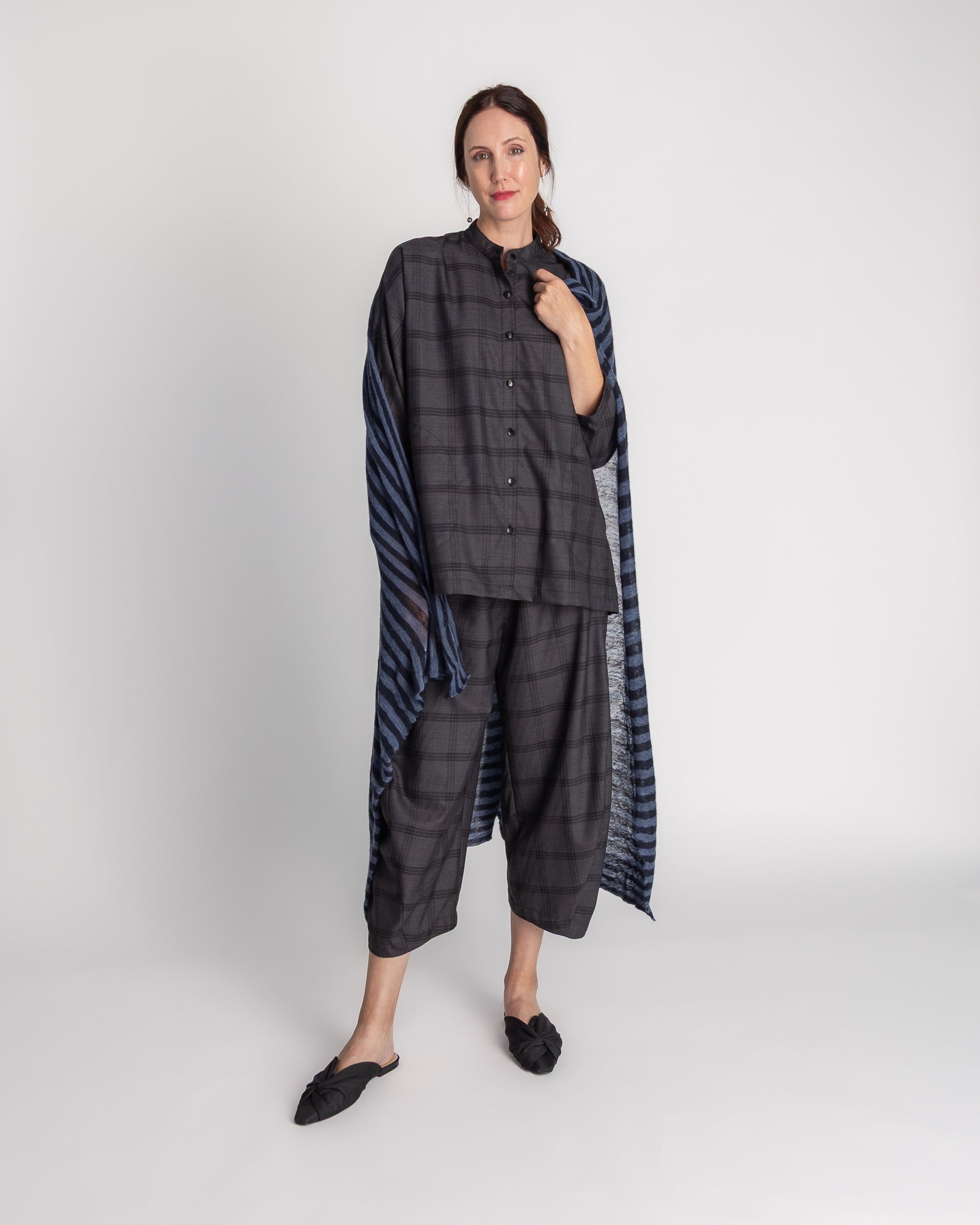 Japan Shirt in Charcoal Wool Plaid