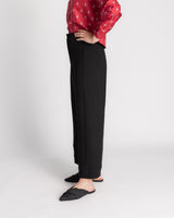 Panel Pant in Black Wool Crepe
