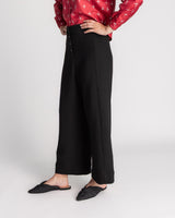 Panel Pant in Black Wool Crepe