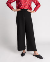 Panel Pant in Black Wool Crepe