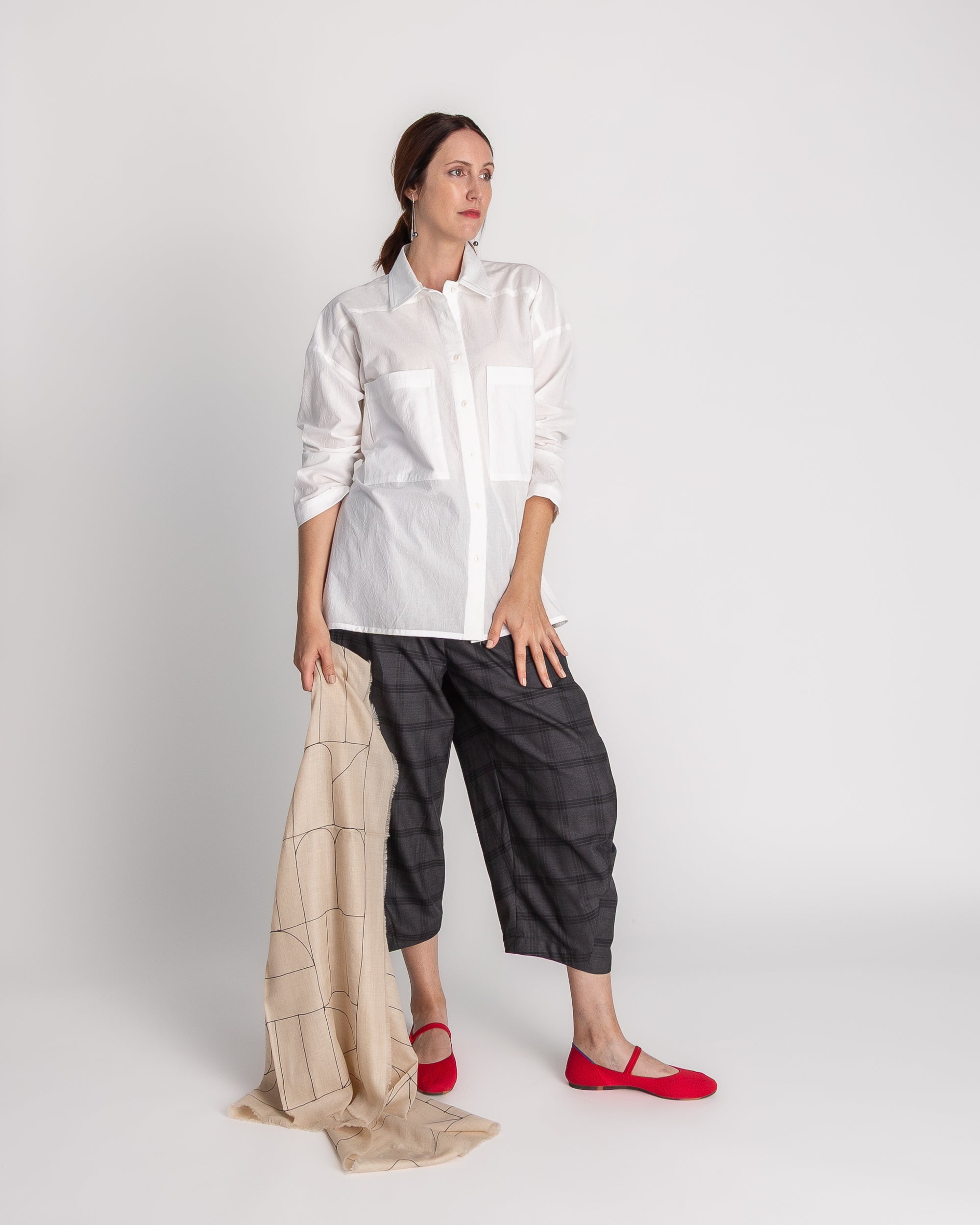 Big Shirt in White Japanese Crumpled Cotton