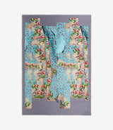 Scarf in Aqua Ground De-Constructed Garment Print