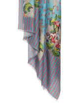 Scarf in Aqua Ground De-Constructed Garment Print