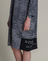 Japan Dress in Vintage Japanese Black and White Printed Silk