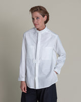 Sally Shirt in White Nuno "Crazy Stitches"