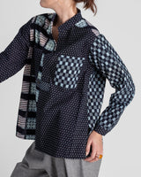 Sally Shirt in Vintage Japanese Indigo Cotton Ikat Mix