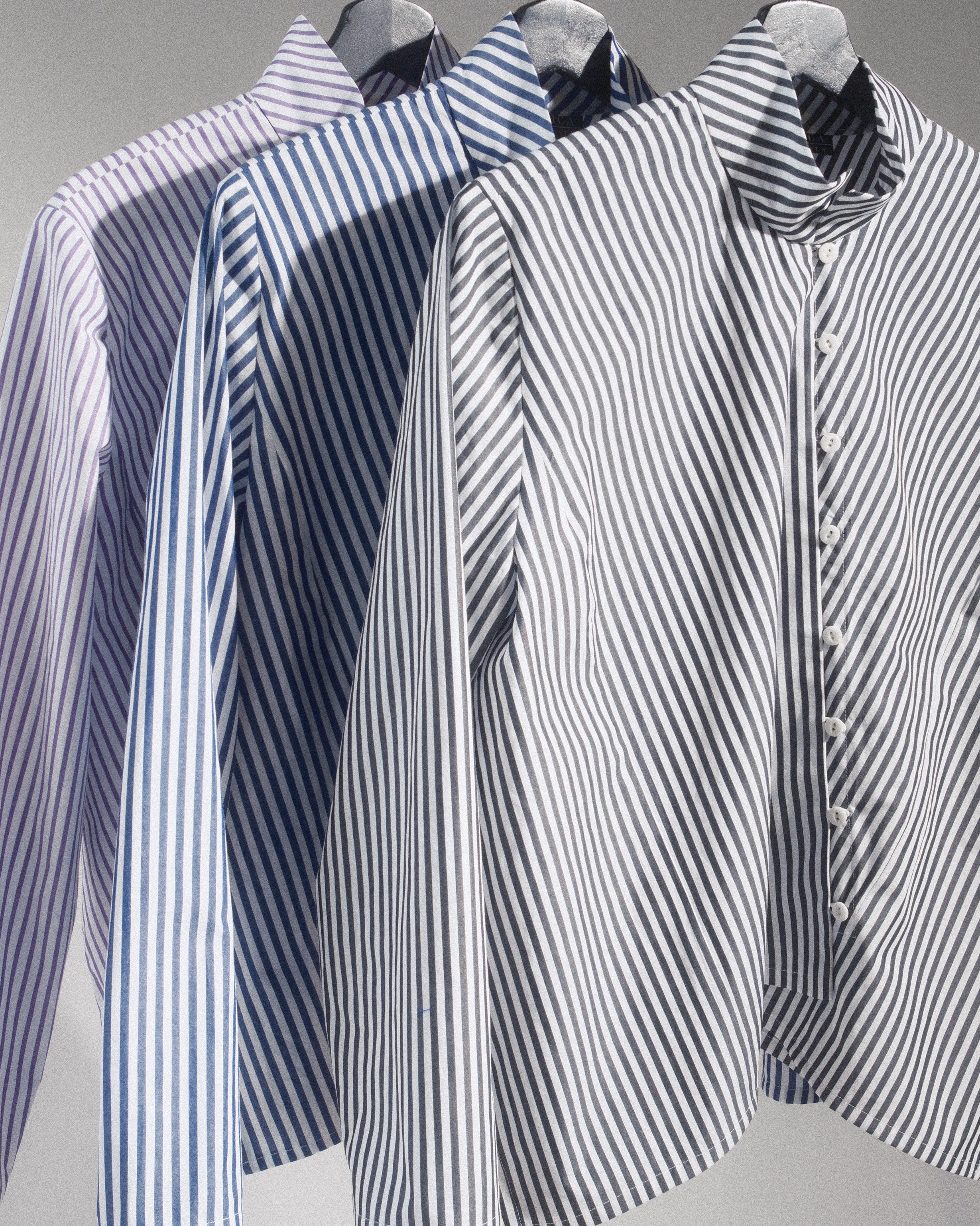 Points Shirt in Blue Striped Cotton