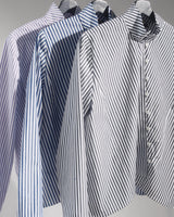 Points Shirt in Blue Striped Cotton