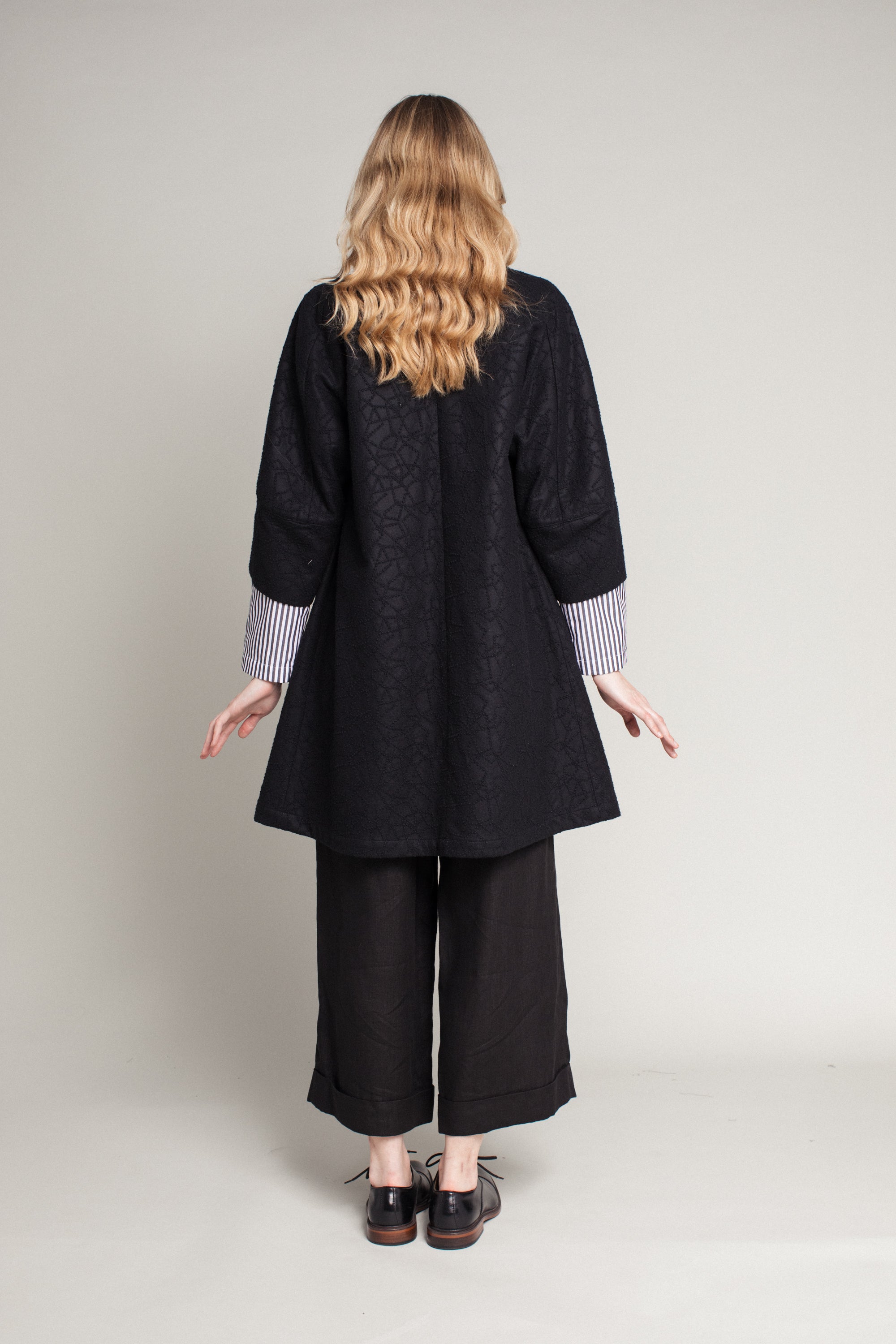 Long Party Jacket in Nuno Etamine Wool