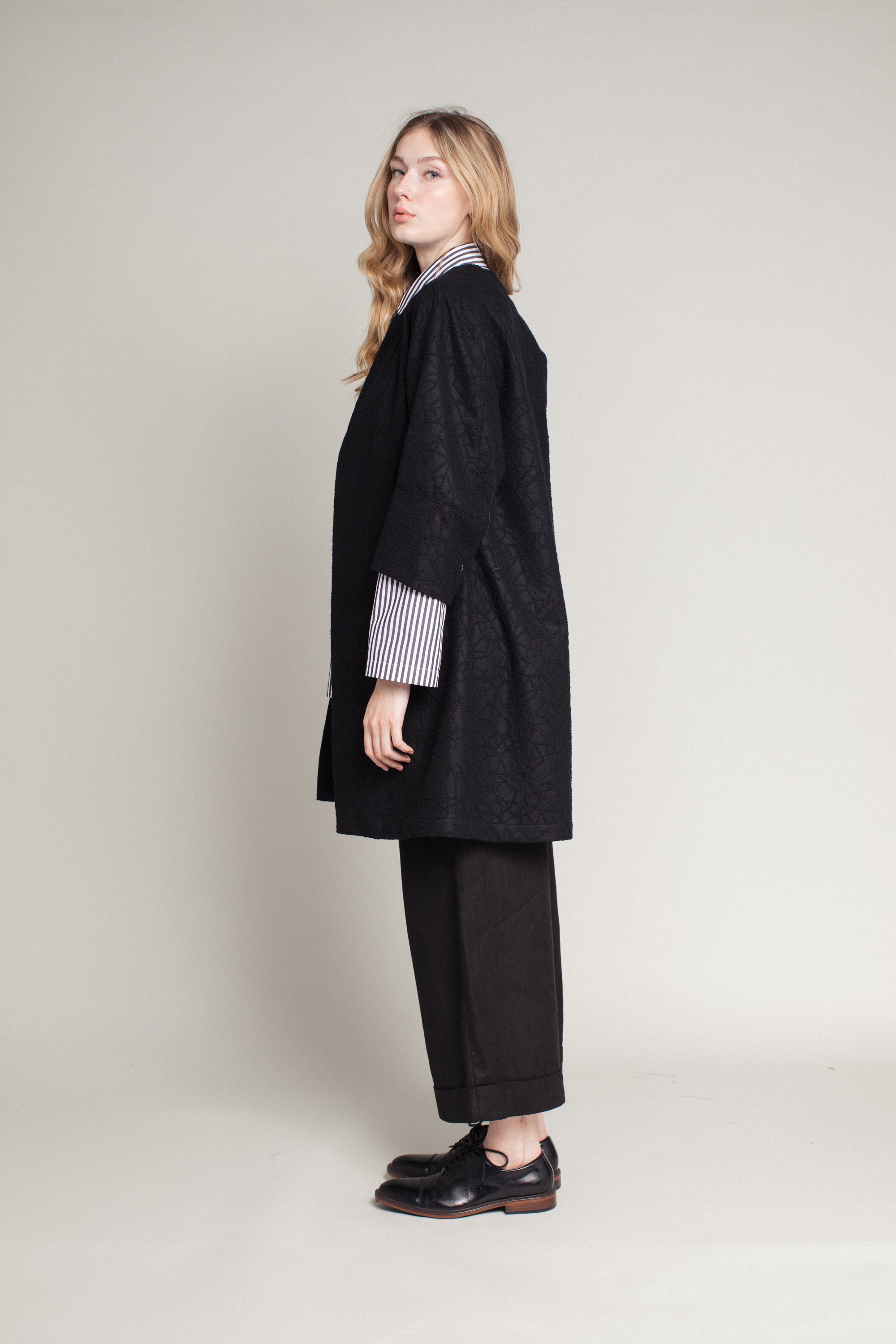 Long Party Jacket in Nuno Etamine Wool