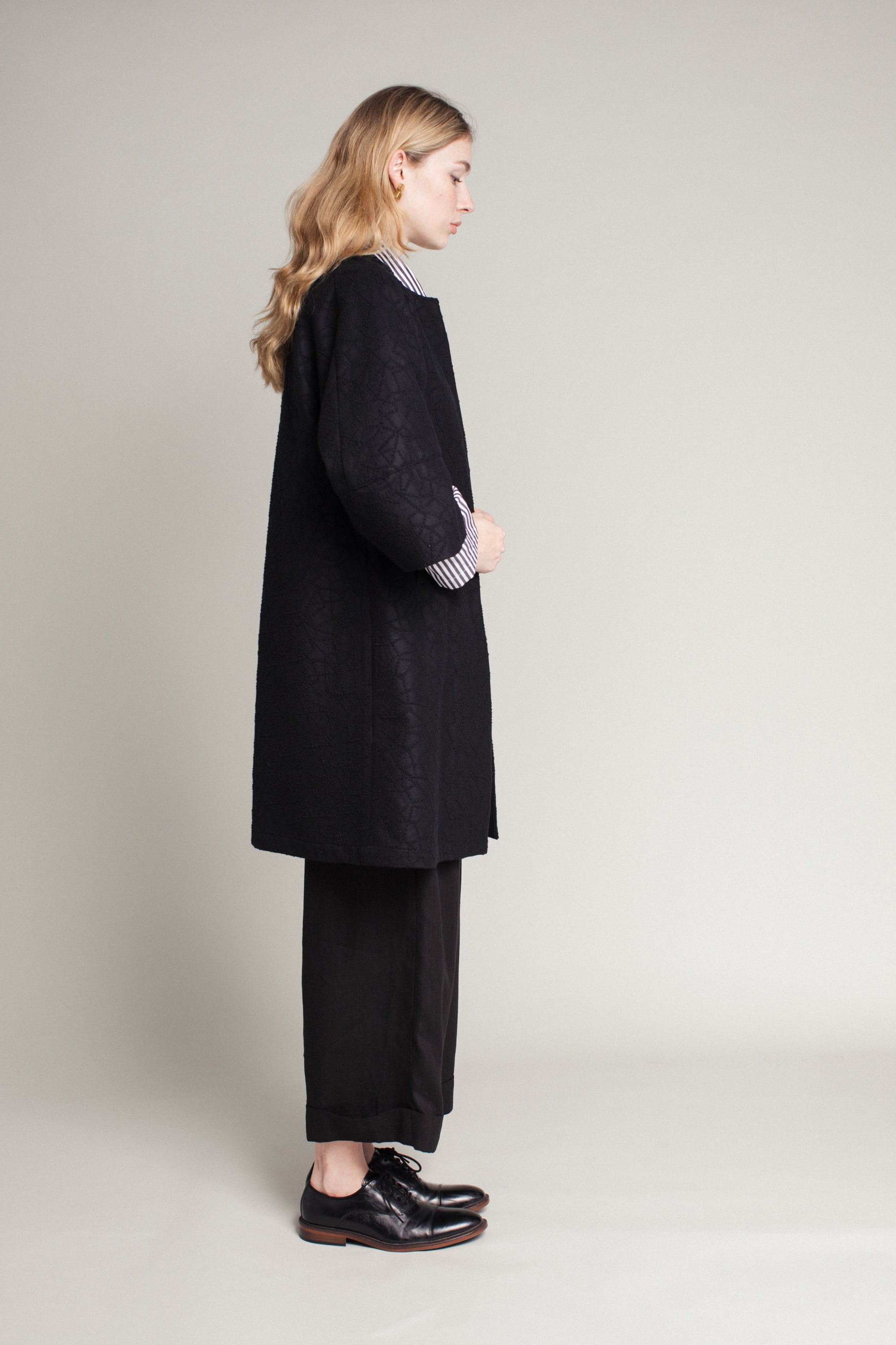 Long Party Jacket in Nuno Etamine Wool