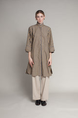 Double Cuff Dress in Japanese Cotton Stripe