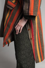 Poncho Coat in Wool Stripe