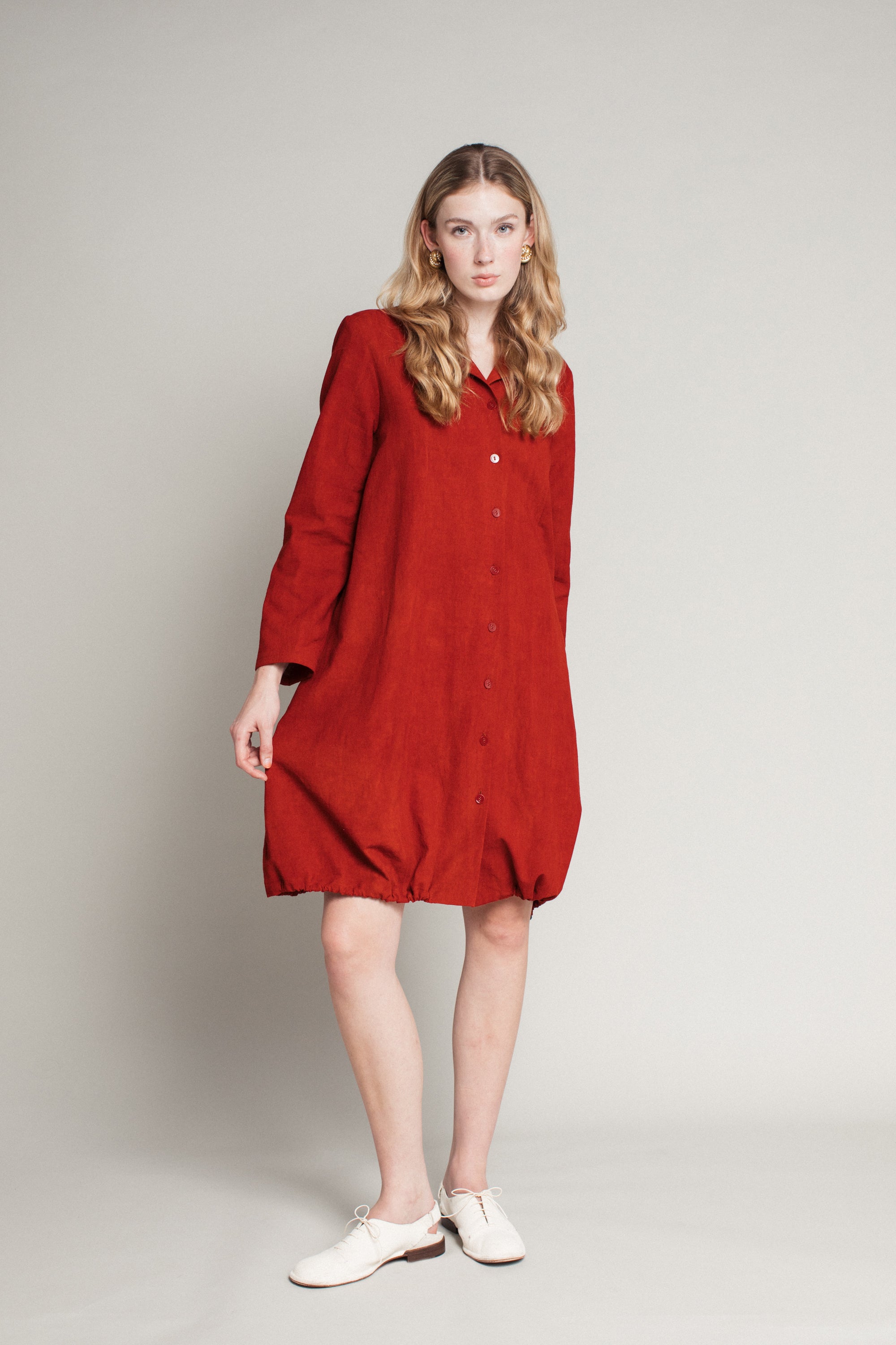 Drawstring Dress in Madder Cotton