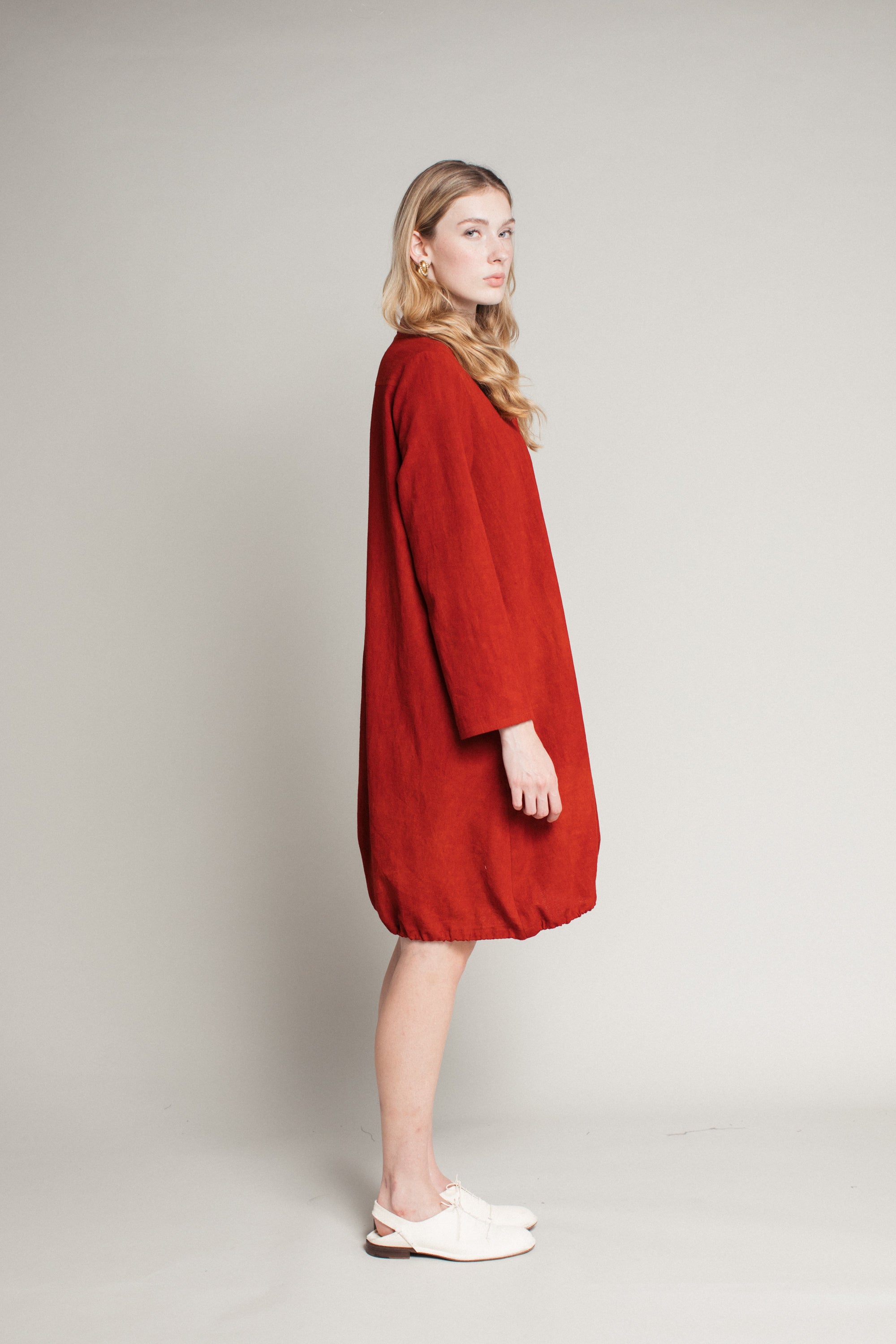 Drawstring Dress in Madder Cotton