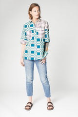 Safari Shirt in Vintage Japanese Silk Ikat Checker