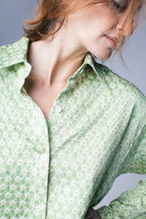 Beverly Shirt in Vintage Japanese Silk Green Tie-Dye