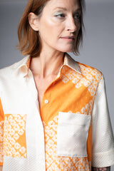 Safari Shirt in Vintage Japanese Silk Orange Mix