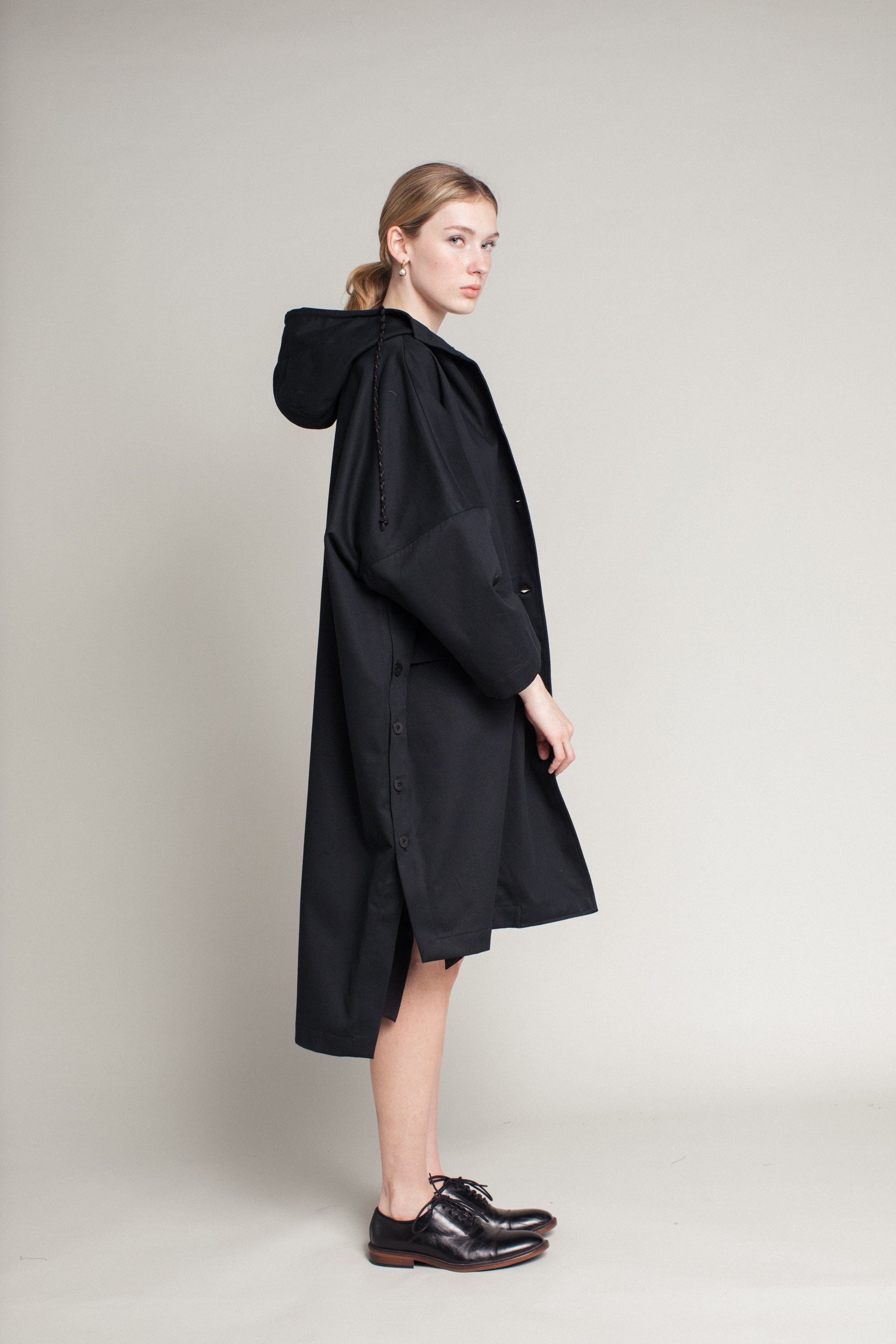 Poncho Coat in Cotton Twill