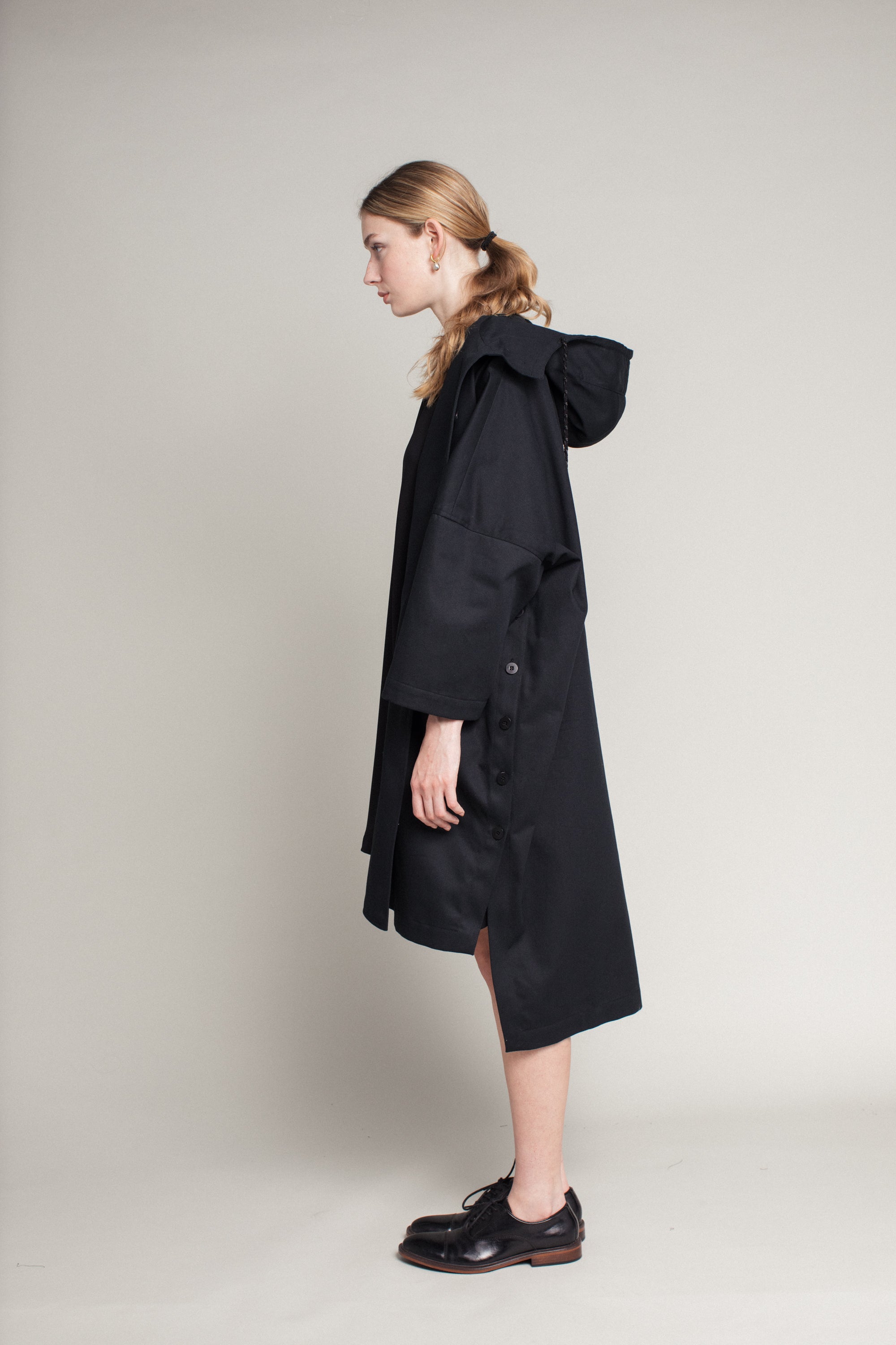 Poncho Coat in Cotton Twill