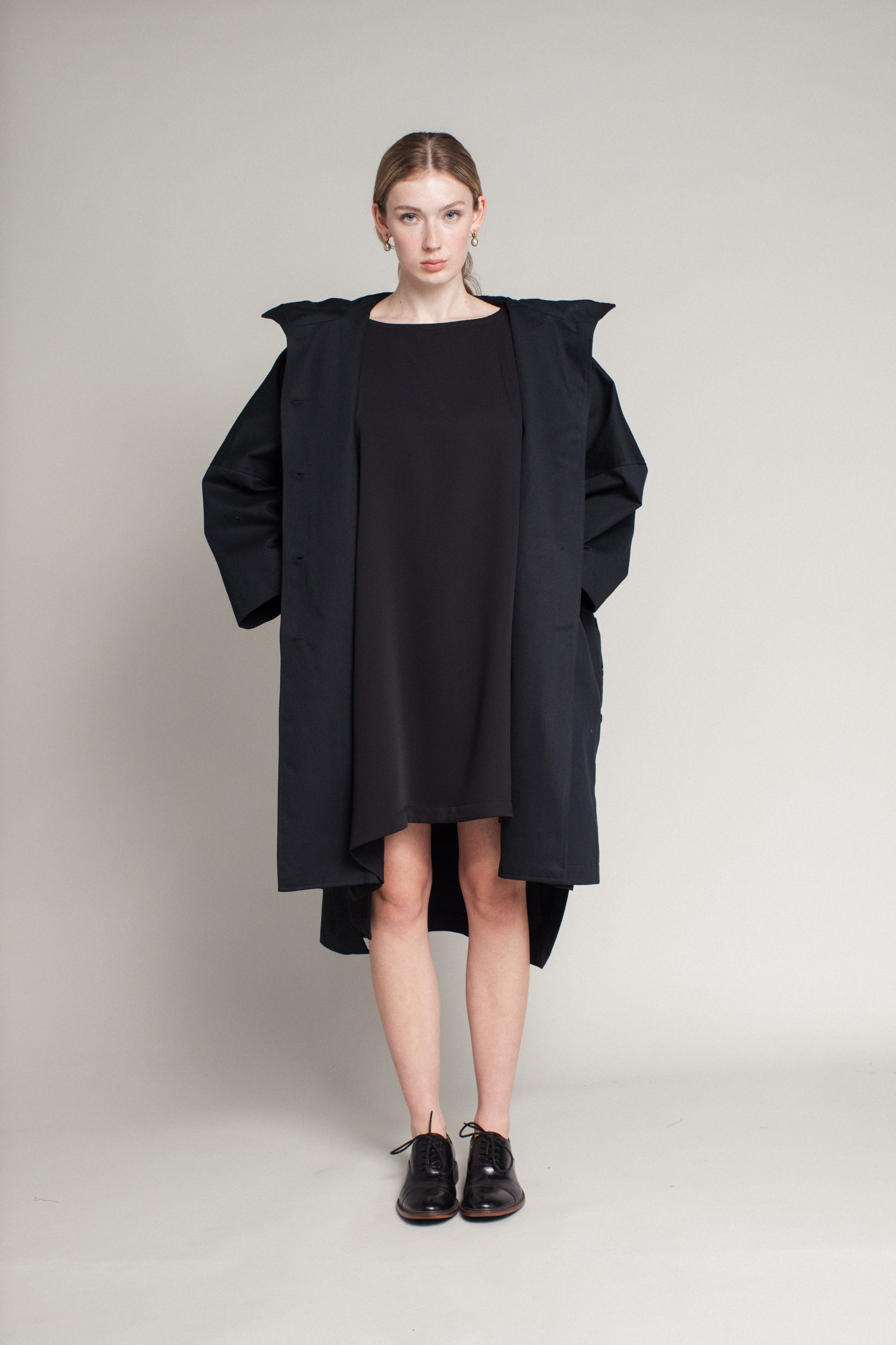 Poncho Coat in Cotton Twill