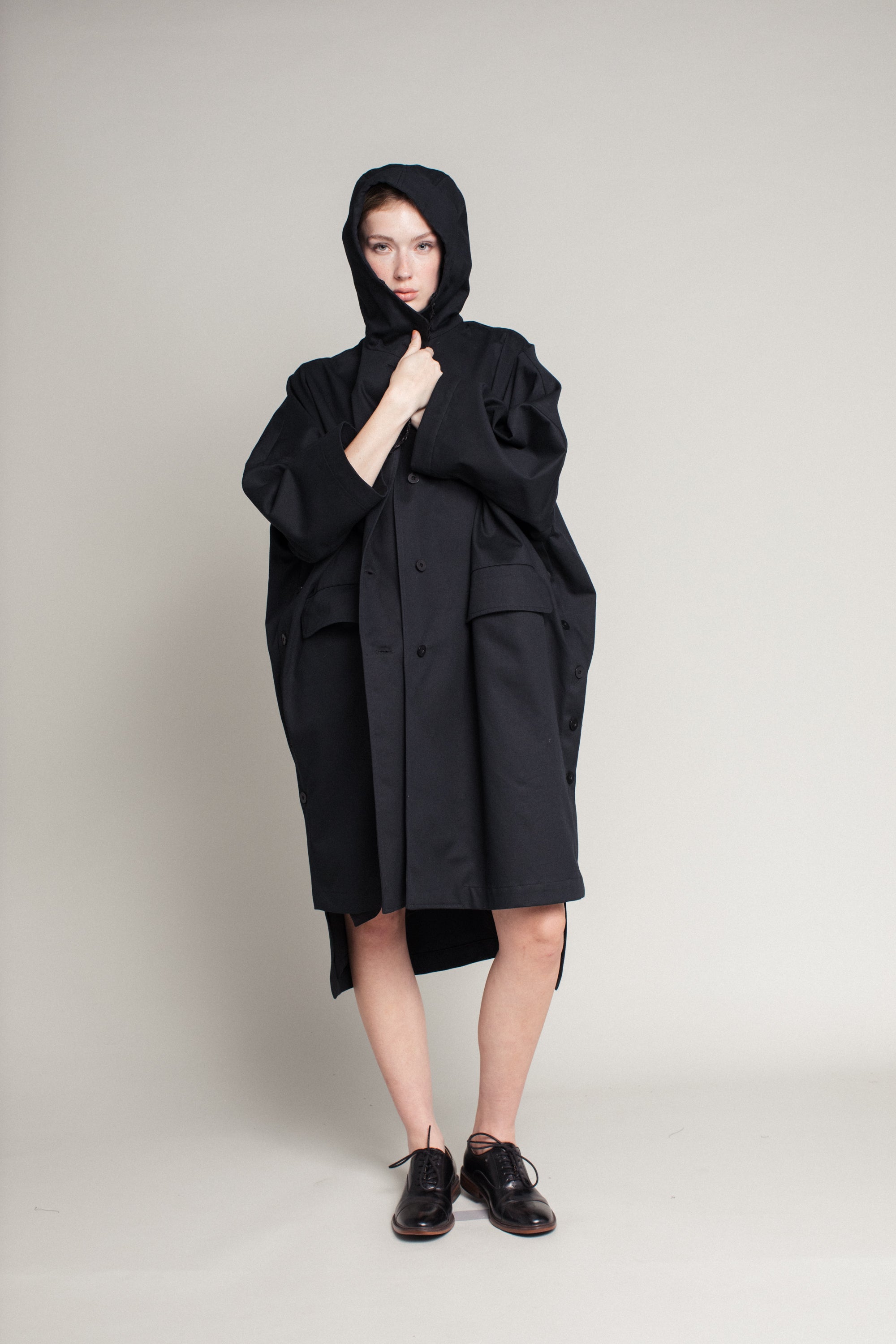 Poncho Coat in Cotton Twill