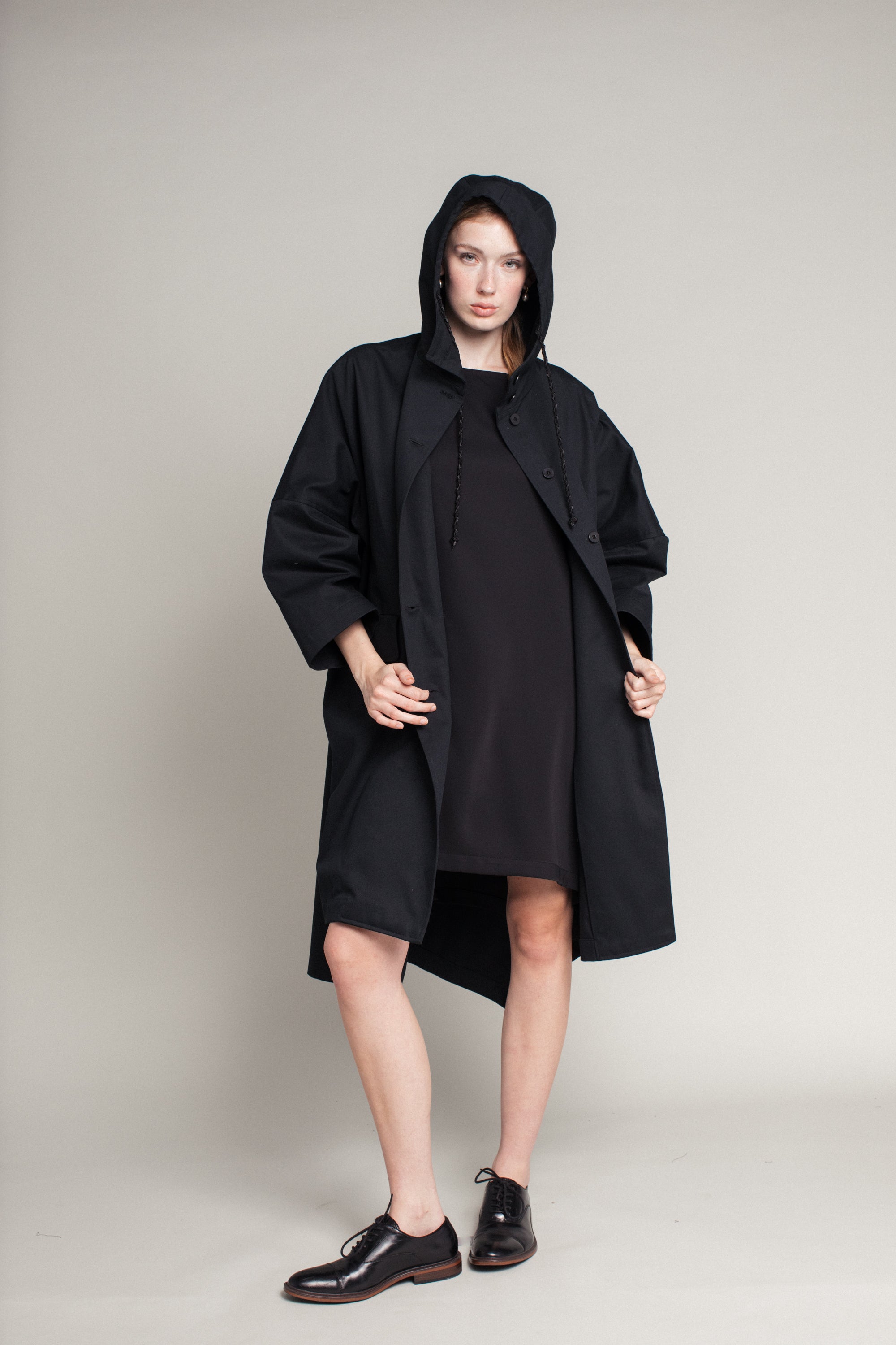 Poncho Coat in Cotton Twill