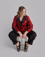 Christina Jacket in Vintage Red Japanese Silk Ikat