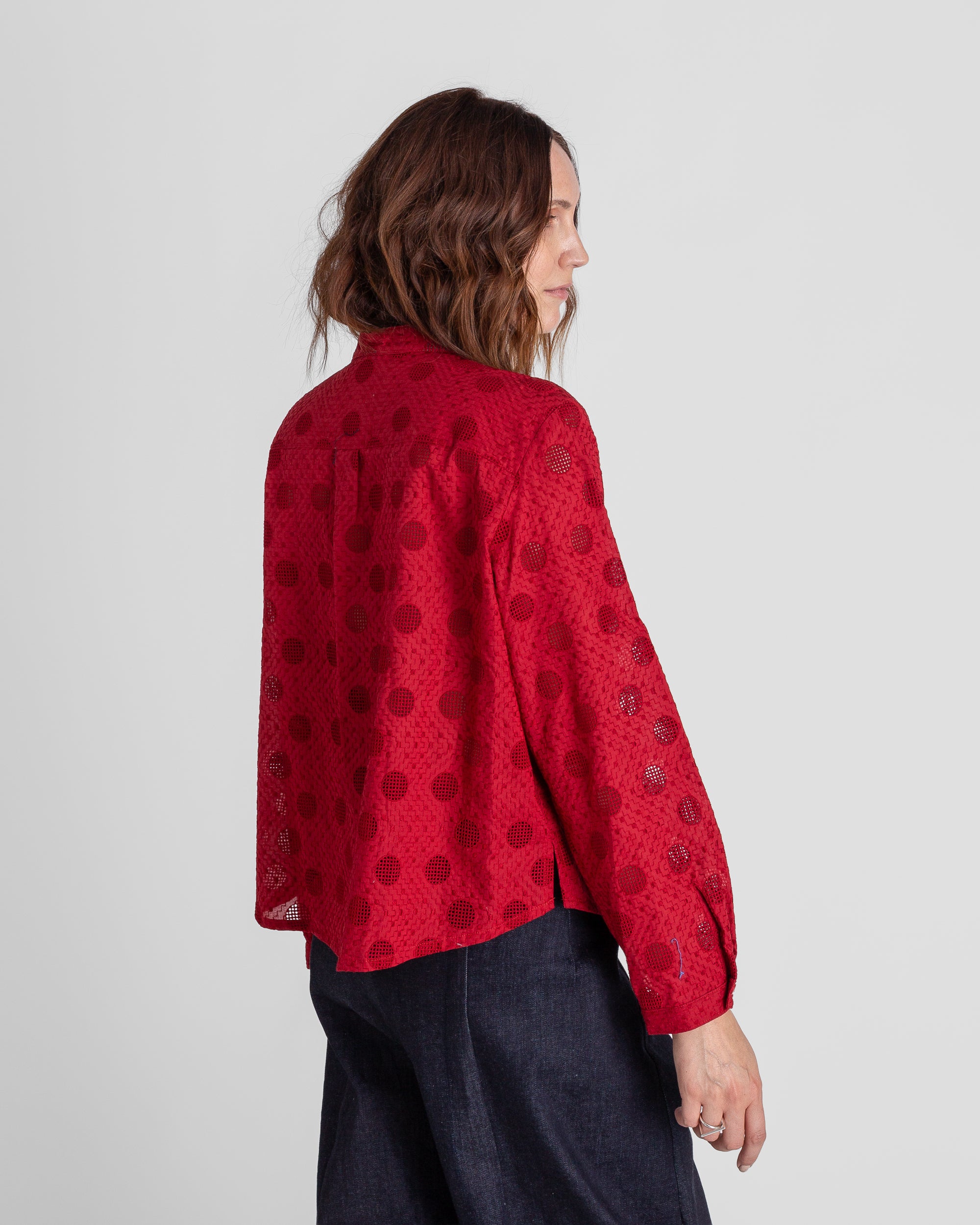 Mini Shirt in Nuno Red Cotton