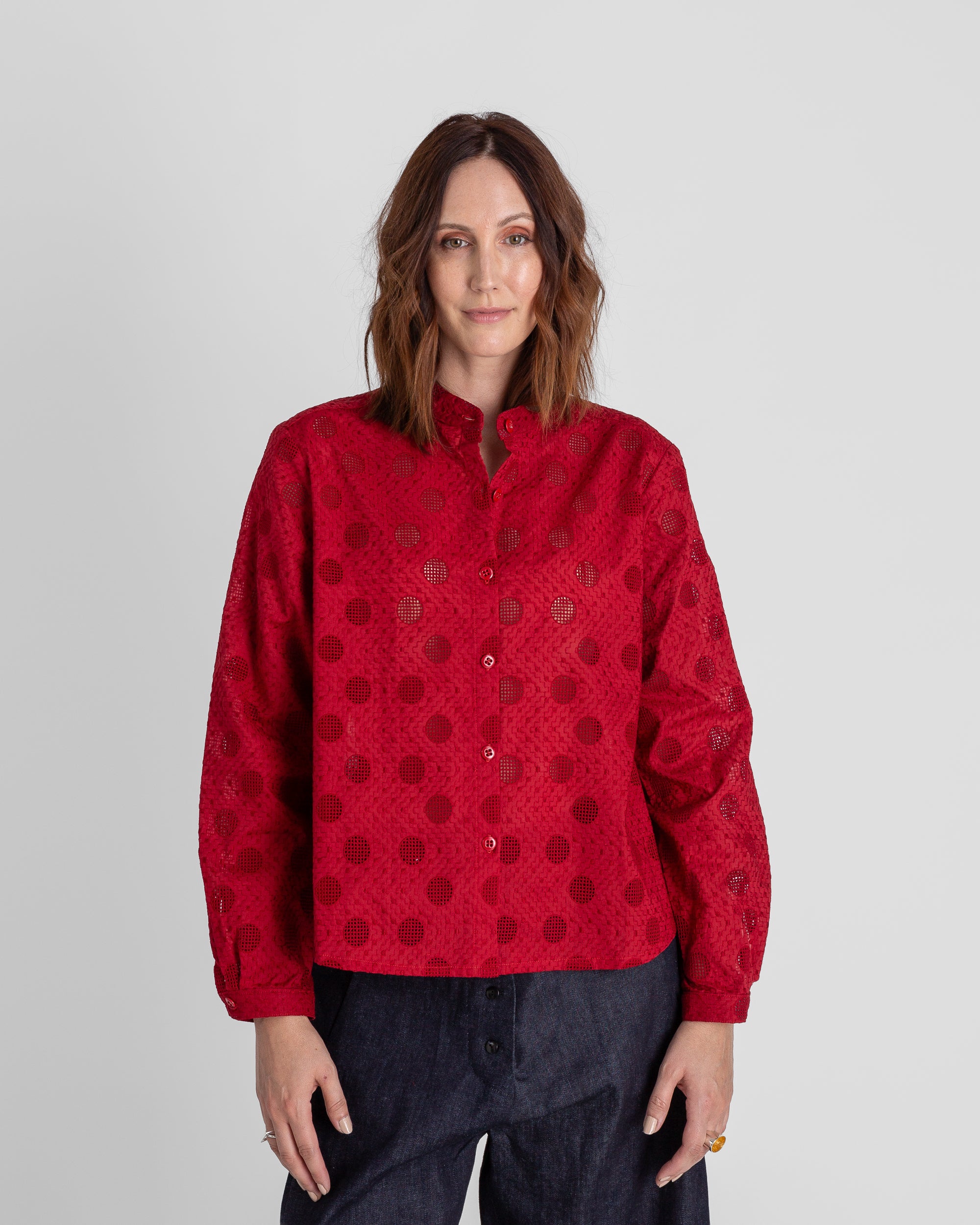 Mini Shirt in Nuno Red Cotton