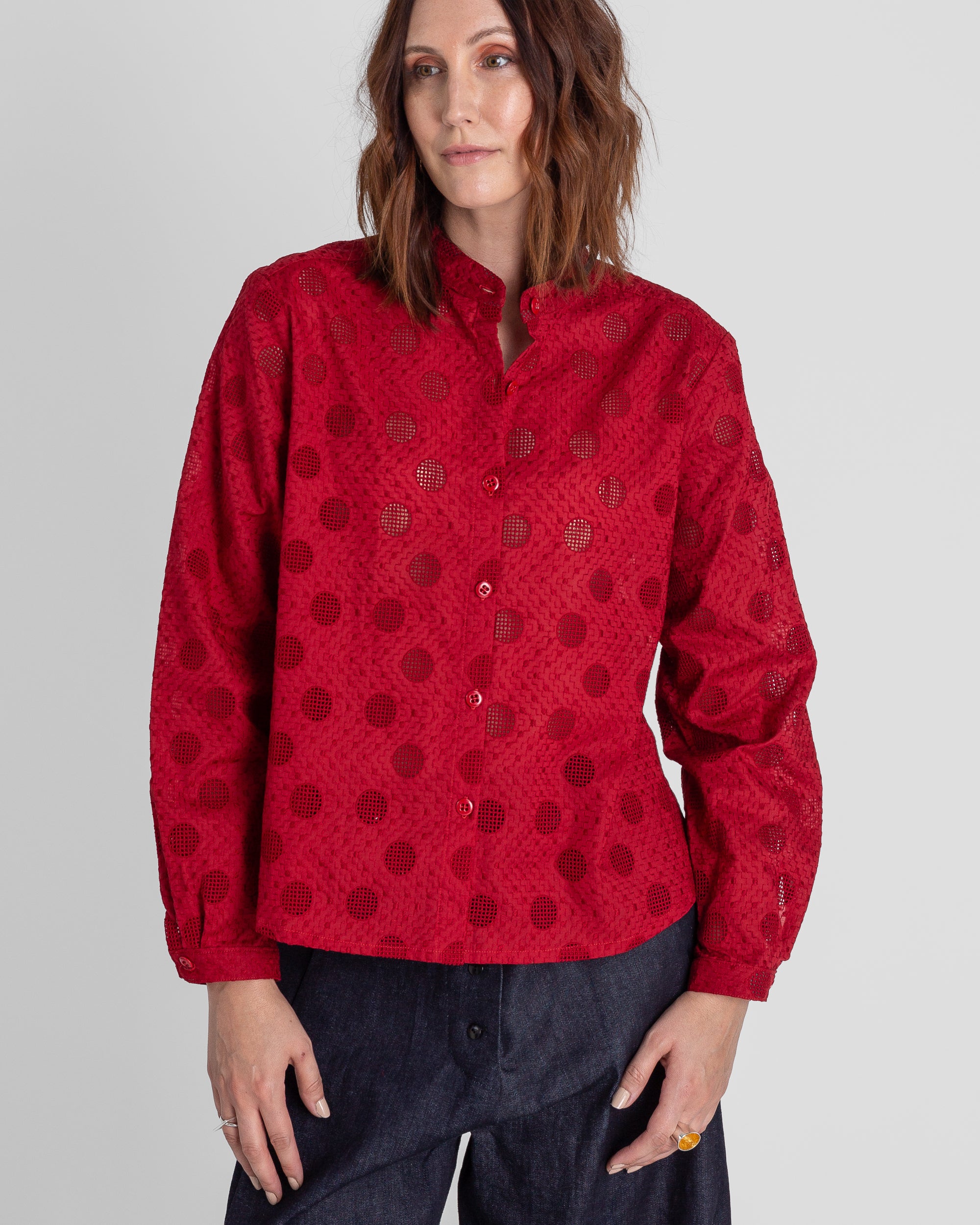 Mini Shirt in Nuno Red Cotton