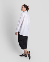 White Cotton Tilt Shirt with Red Stripe