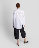 White Cotton Tilt Shirt with Red Stripe