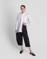 White Cotton Tilt Shirt with Red Stripe