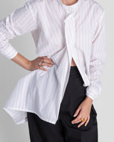 White Cotton Tilt Shirt with Red Stripe