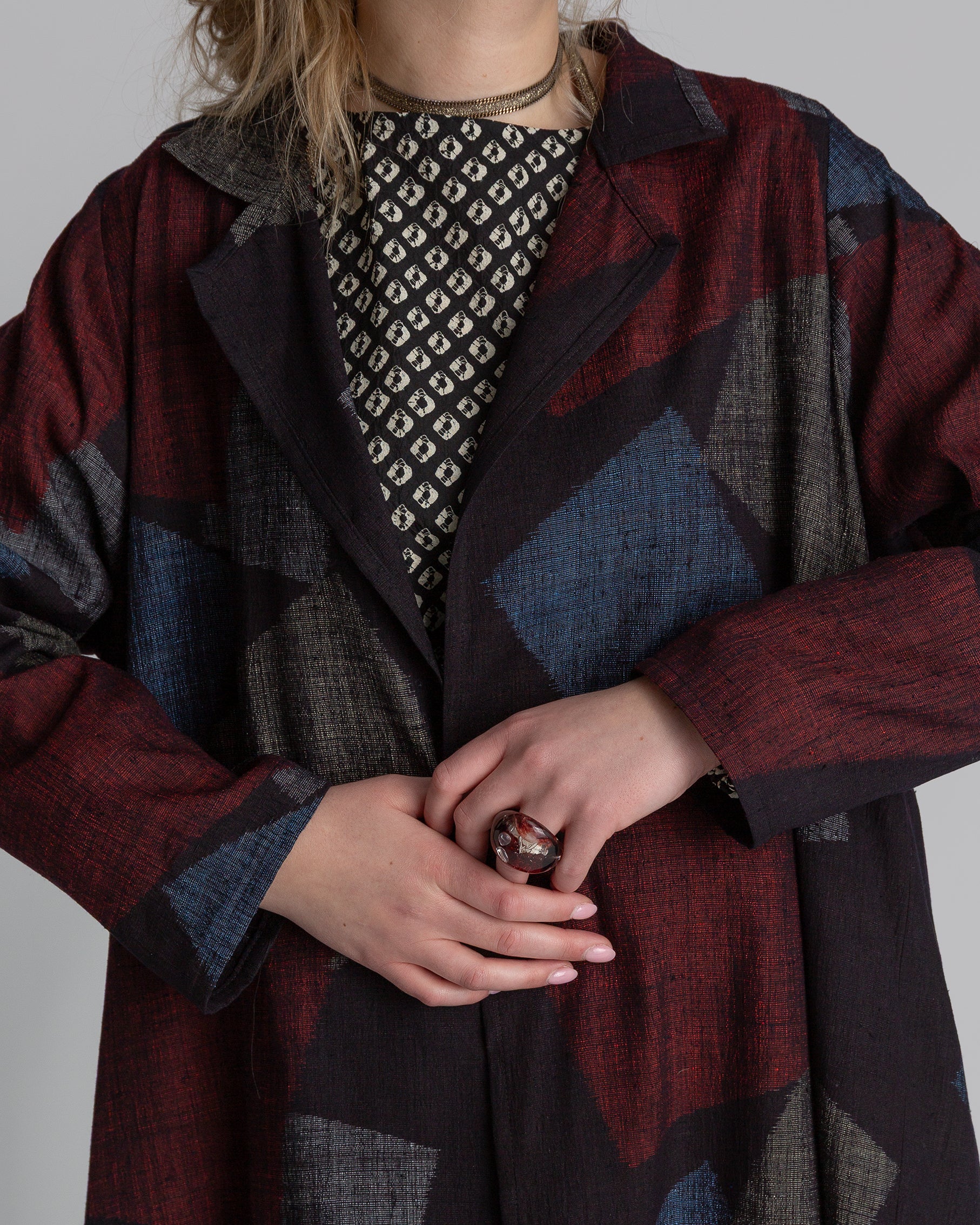 Reed Topper in Vintage Japanese Silk Tumbling Blocks