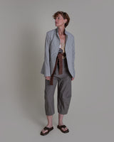 Slouchy Christina Jacket in Striped Wool and Silk Seersucker