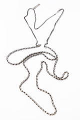 Long Silver Necklace with 3 Types of Chains