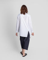 White Cotton Tilt Shirt with Thin Black Stripe