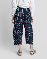 Paris Pant in Colorful Vintage Japanese Coton Indigo Ikat Mix
