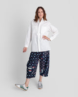 Sally Shirt in White Nuno "Crazy Stitches"