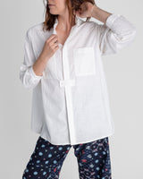 Sally Shirt in White Nuno "Crazy Stitches"