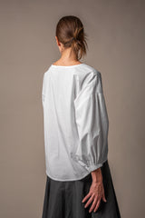 High-Low Shell in White Poplin