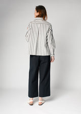 Sally Shirt in Grey Striped Silk