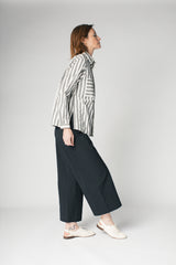 Sally Shirt in Grey Striped Silk