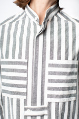 Sally Shirt in Grey Striped Silk