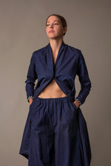 Cocoon Coat in Indigo Cotton